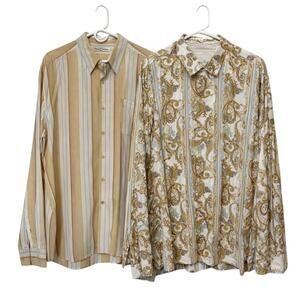 Lot of 2 Tommy Bahama Tencel Long Sleeve Button Up Men’s Shirt XL Spring Staple